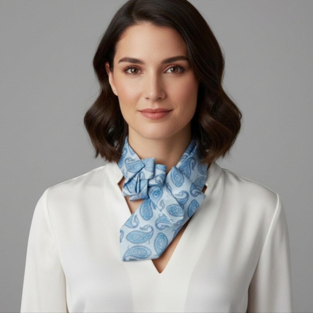 NWT Ogsplosh Women's Paisley Pale Blue Ascot Scarf Medium